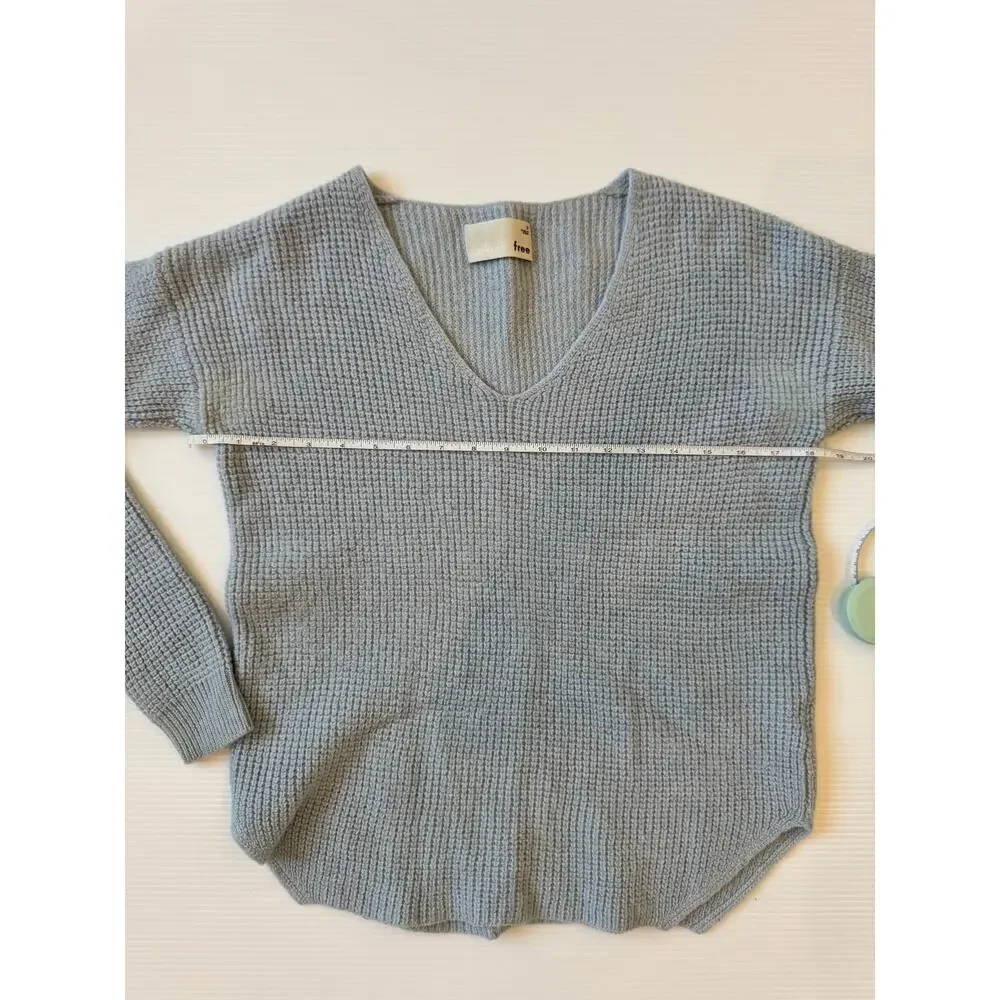 Aritzia Wilfred Free Wolter Merino Wool Waffle Knit Sweater Light Blue S Cozy - Picture 7 of 14
